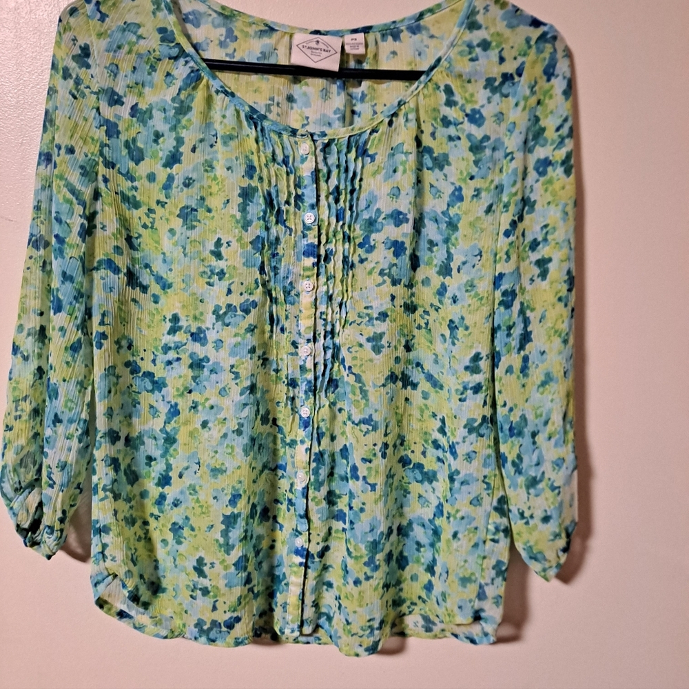 Cato Blue and Green Floral Blouse